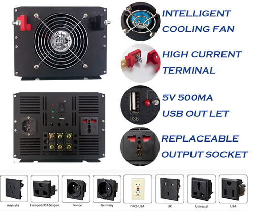 6000W UPS Pure Sine Wave Power Inverter with battery charger